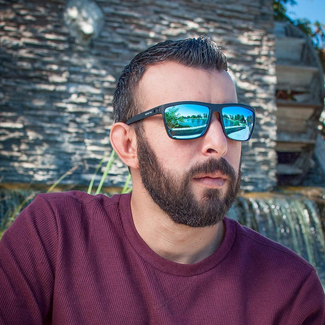 ZENOTTIC Sonnenbrille Herren Polarisiert Leichte TR90 Rahmen UV400 Schutz Quadrat Sonnenbrille C004