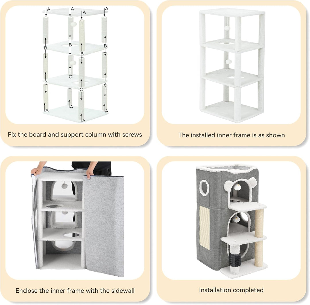 YITAHOME Katzenhaus, Katzenbetten für Hauskatzen, modernes Katzenhaus mit Highway-Höhle, Kratz- und