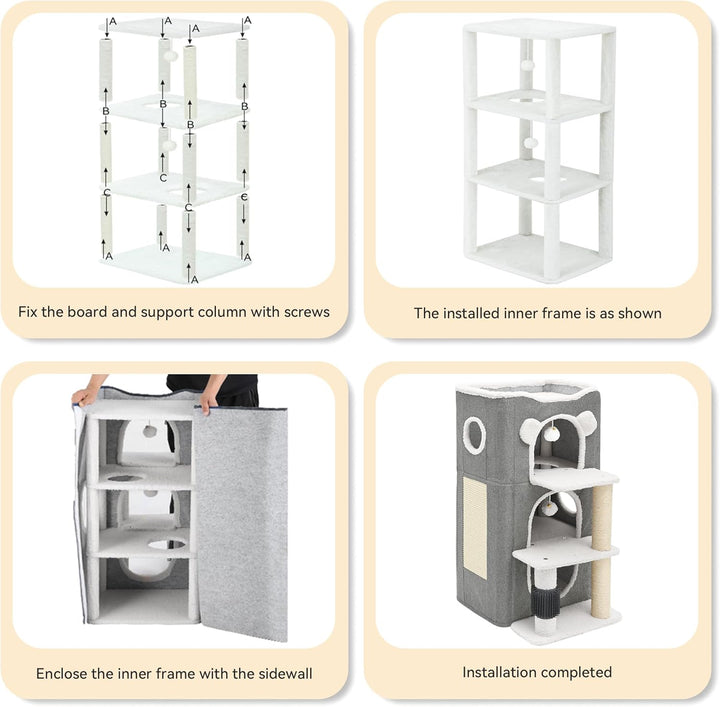 YITAHOME Katzenhaus, Katzenbetten für Hauskatzen, modernes Katzenhaus mit Highway-Höhle, Kratz- und