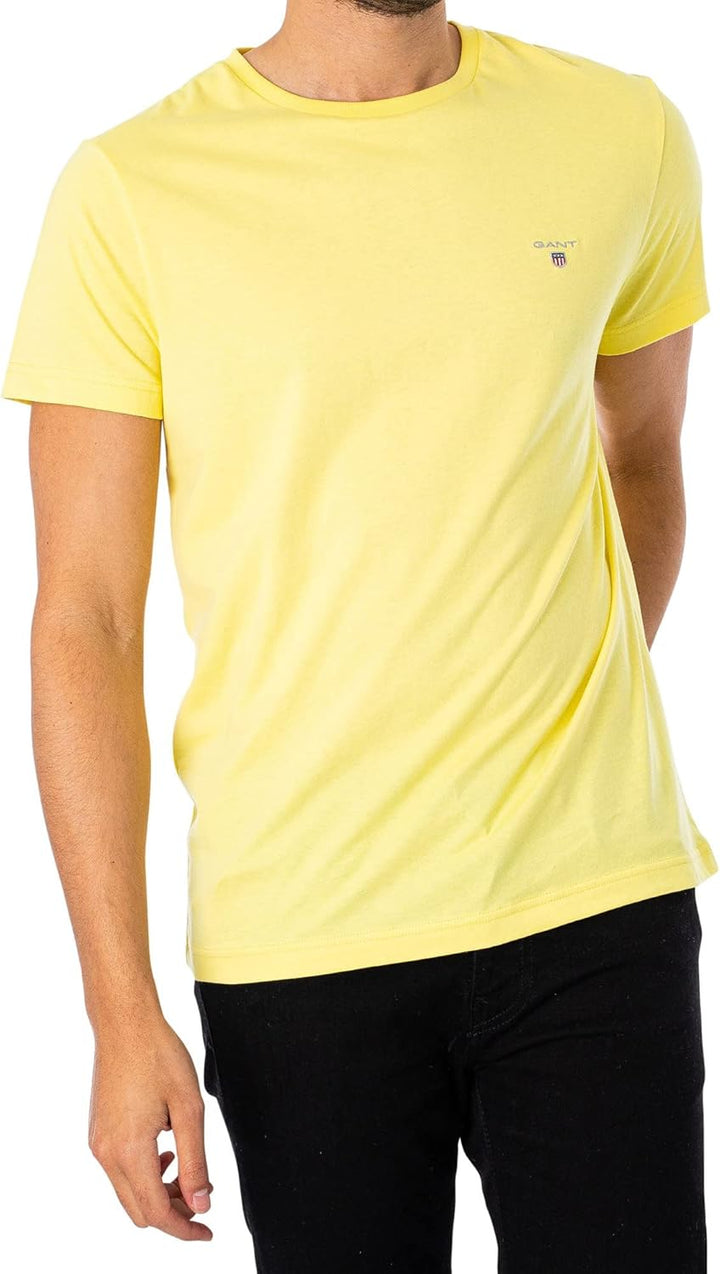 GANT Halbarm T-Shirt Regular Fit Baumwolle Logo-Stick weiss Clear Yellow S, Clear Yellow S