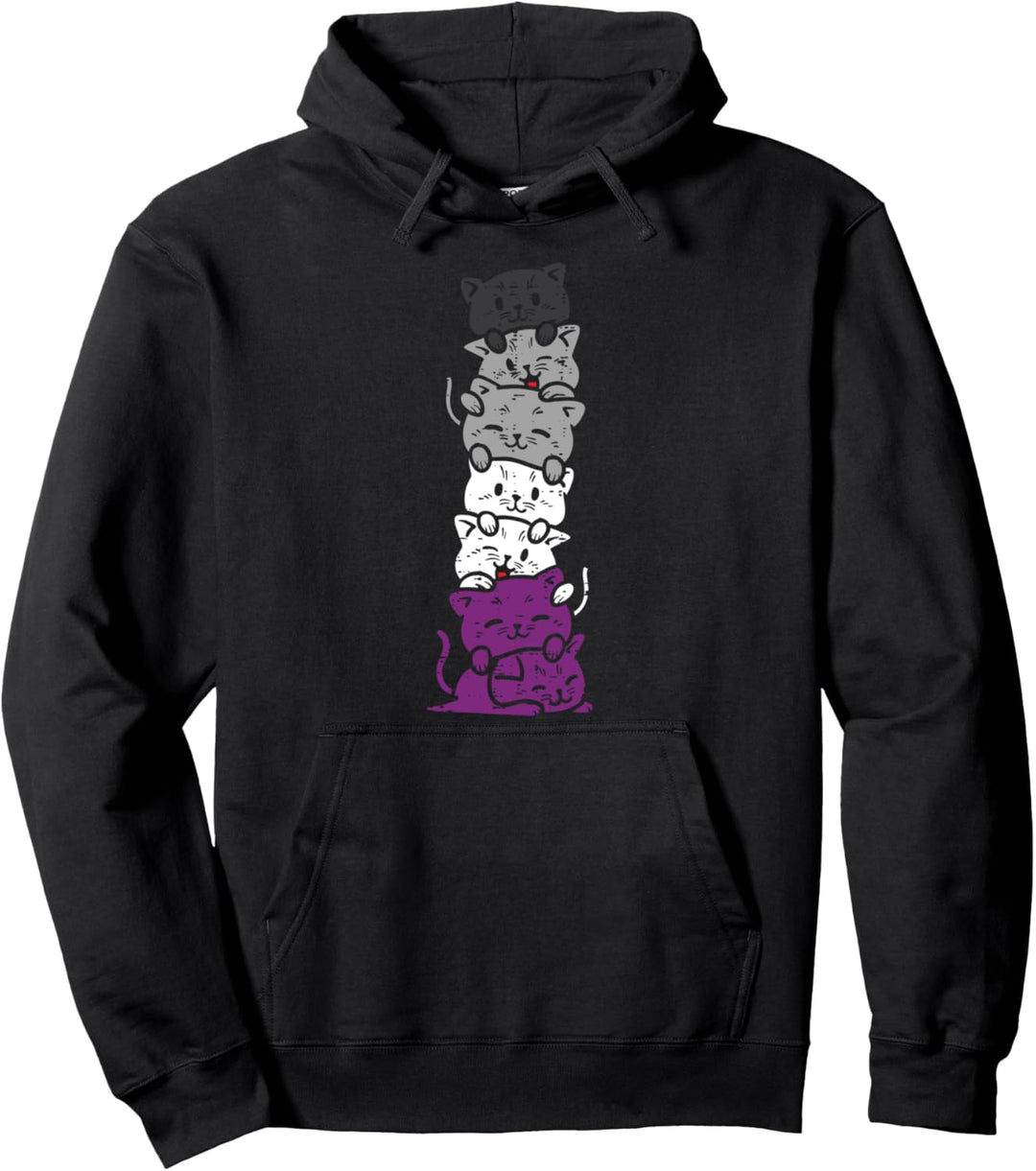 Cat Stack Asexual Pride Cute Ace Flag Animal Pet Lover Gift Pullover Hoodie