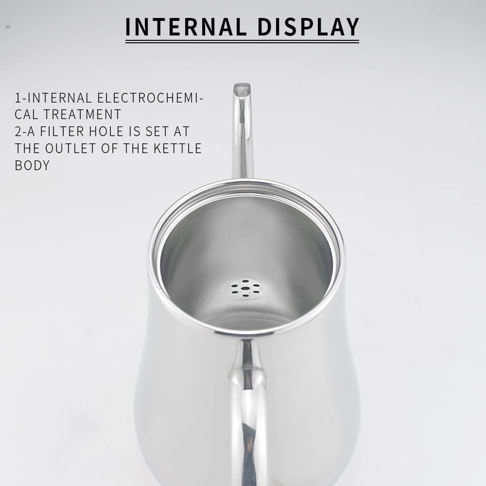 SANQIAHOME 1550ml Edelstahl-Teekanne mit herausnehmbarem Siebeinsatz, Qualitäts-Teekanne mit kleinem