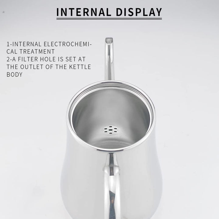 SANQIAHOME 1550ml Edelstahl-Teekanne mit herausnehmbarem Siebeinsatz, Qualitäts-Teekanne mit kleinem