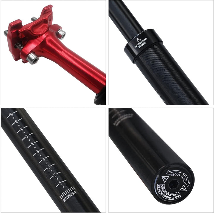 UPANBIKE Fahrrad-Sattelstütze, 400 mm Länge, φ27,2 mm, 28,6 mm, 30,9 mm, 31,6 mm, Stossdämpfer-Satte