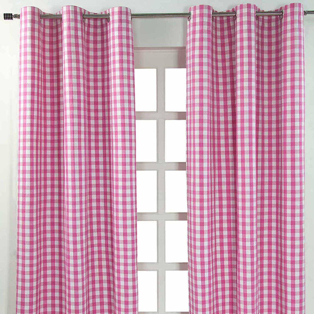 Homescapes blickdichter Ösenvorhang, pink-weiss Karierter Dekoschal mit traditionellem Karo-Muster i