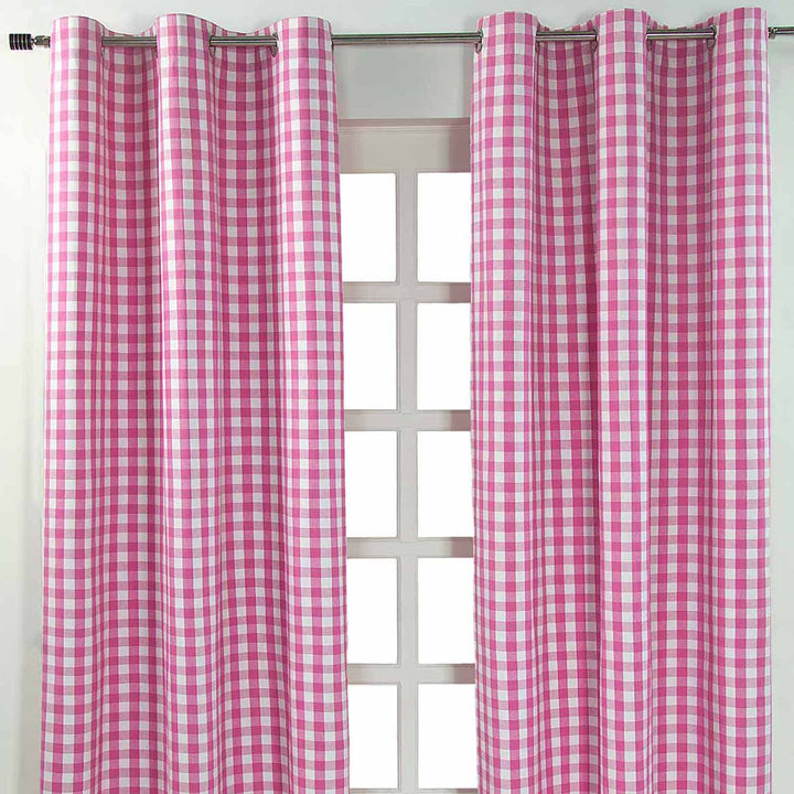 Homescapes blickdichter Ösenvorhang, pink-weiss Karierter Dekoschal mit traditionellem Karo-Muster i