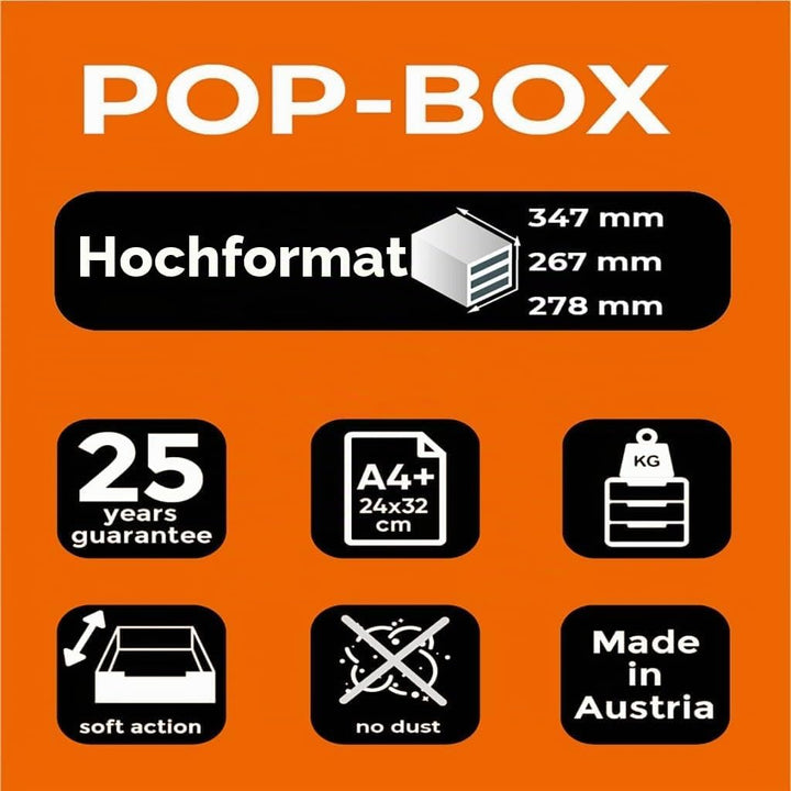 Exacompta 314498D Premium Ablagebox mit 4 Schubladen für DIN A+ Dokumente. Belastbare Schubladenbox