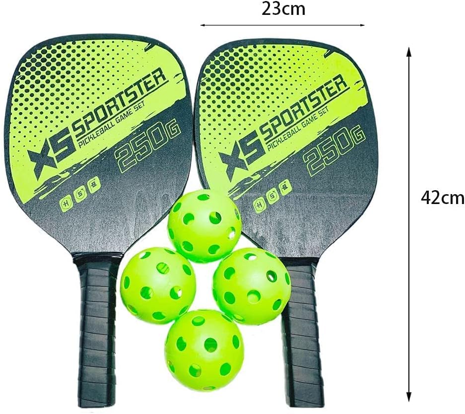 zalati Pickleball-Paddel, 2 Schläger, 4 Stück, Pickle-Ball mit Tragetasche, für Indoor- und Outdoor-