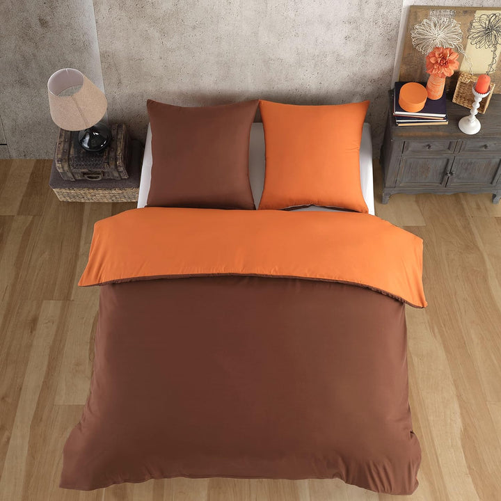 Vency Bettwäsche 155x220 Braun Kupfer - Atmungsaktiv - Renforcé Bettwäsche-Set mit 1x Bettbezug 155x