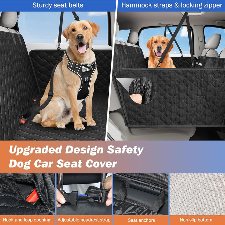 Hundedecke Auto Rückbank, Hund Auto Rückbank mit Stabiler Hartfaserplatte und 2 Stück Hundegurt, Unt