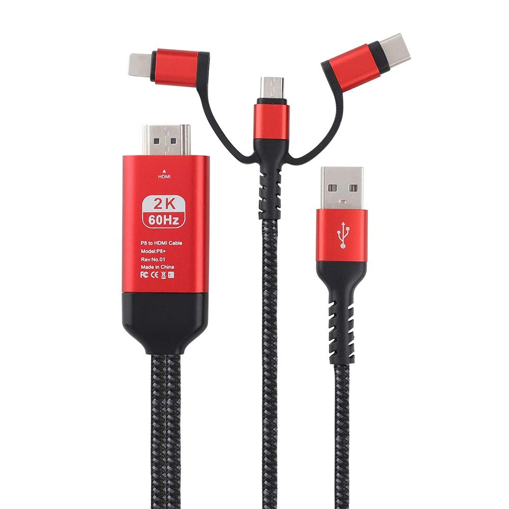 Telefon zu HDTV Adapterkabel, 3 in 1 USB Adapterkabel, Unterstützung 1080P Auflösung, für Fernseher