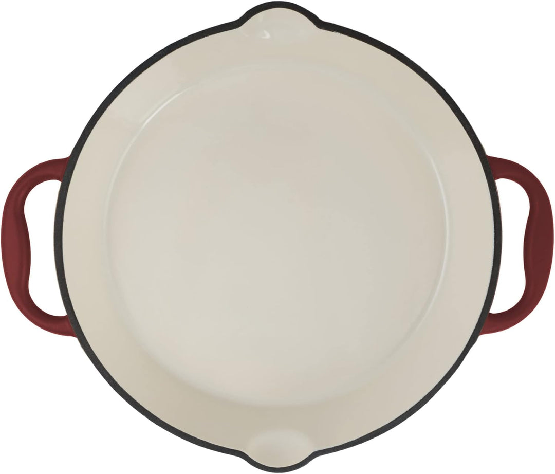 Mahlzeit Gusseisenpfanne Emailliert | Ø 29 cm | Dark Cherry | Gusseisenbratpfanne mit zwei Griffen u