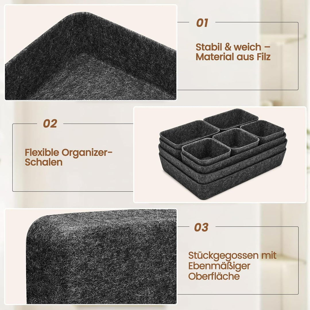Eurhomewit 9 Stück Schubladen Organizer Filz, Schubladeneinsatz Büro Schubladen Ordnungssystem, Schm