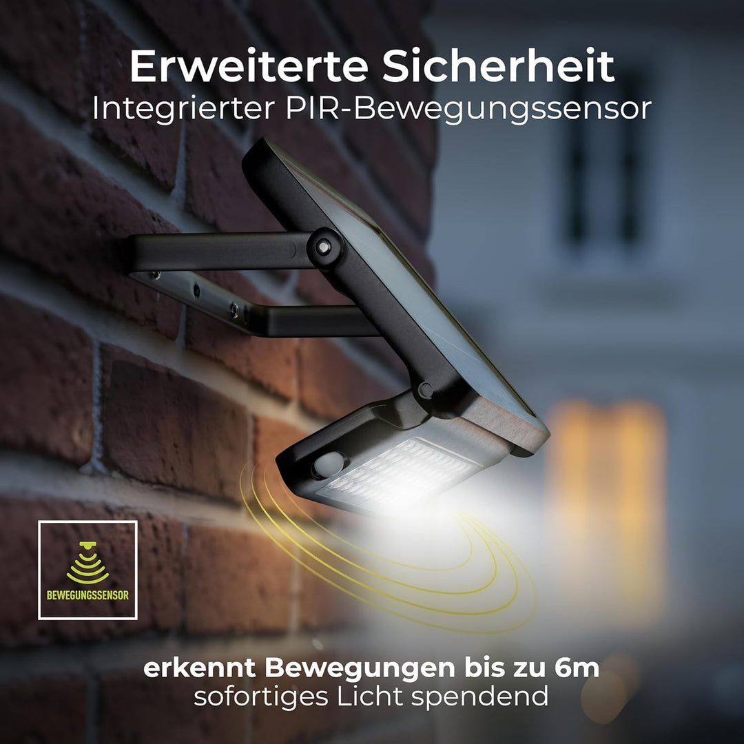 Luceco Solar Flutlicht 10W, Aussenstrahler mit Bewegungsmelder - Strahler IP65 Wasserfest, 1080 Lume