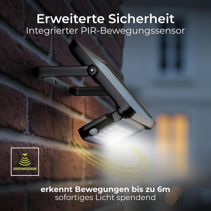 Luceco Solar Flutlicht 10W, Aussenstrahler mit Bewegungsmelder - Strahler IP65 Wasserfest, 1080 Lume
