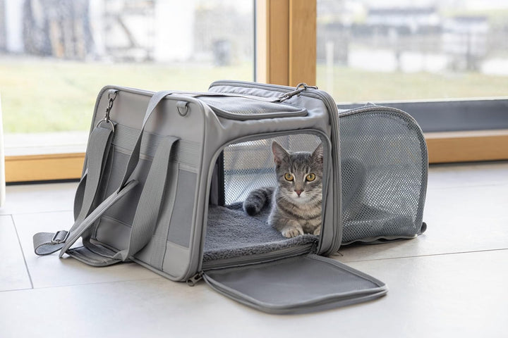 Kerbl Pet Tragetasche Vacation, Transporttasche, Transportbox, grau, 40 x 30 x 27 cm, für kleine Hun