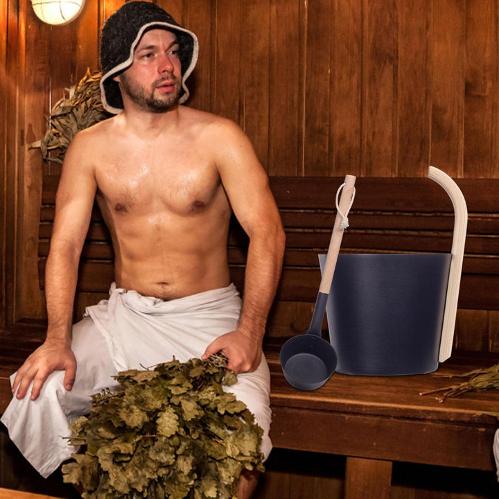 Sauna Eimer, Saunakübel Set, 7L Aluminium Saunakübel Saunakelle Mit Langem Griff Löffel, Sauna Set M