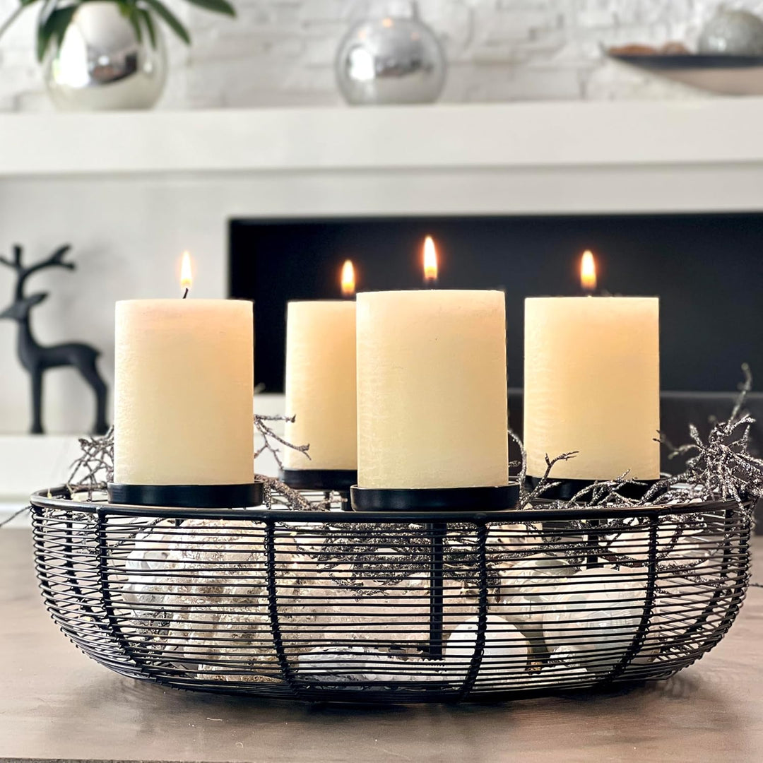 Brandsseller 4er Set Stumpenkerzen 7x7,5 cm – durchgefärbt & aus Paraffin – rustikale Kerzen mit lan