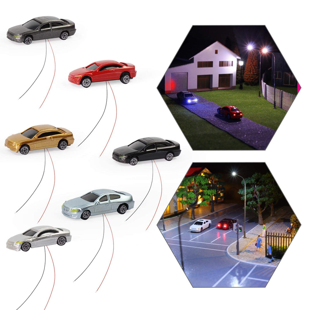 Evemodel 12Stk. 1: 150 N Spur Model beleuchtete Autos mit 12V LED Leuchten für Gebäude Layout Neu EC