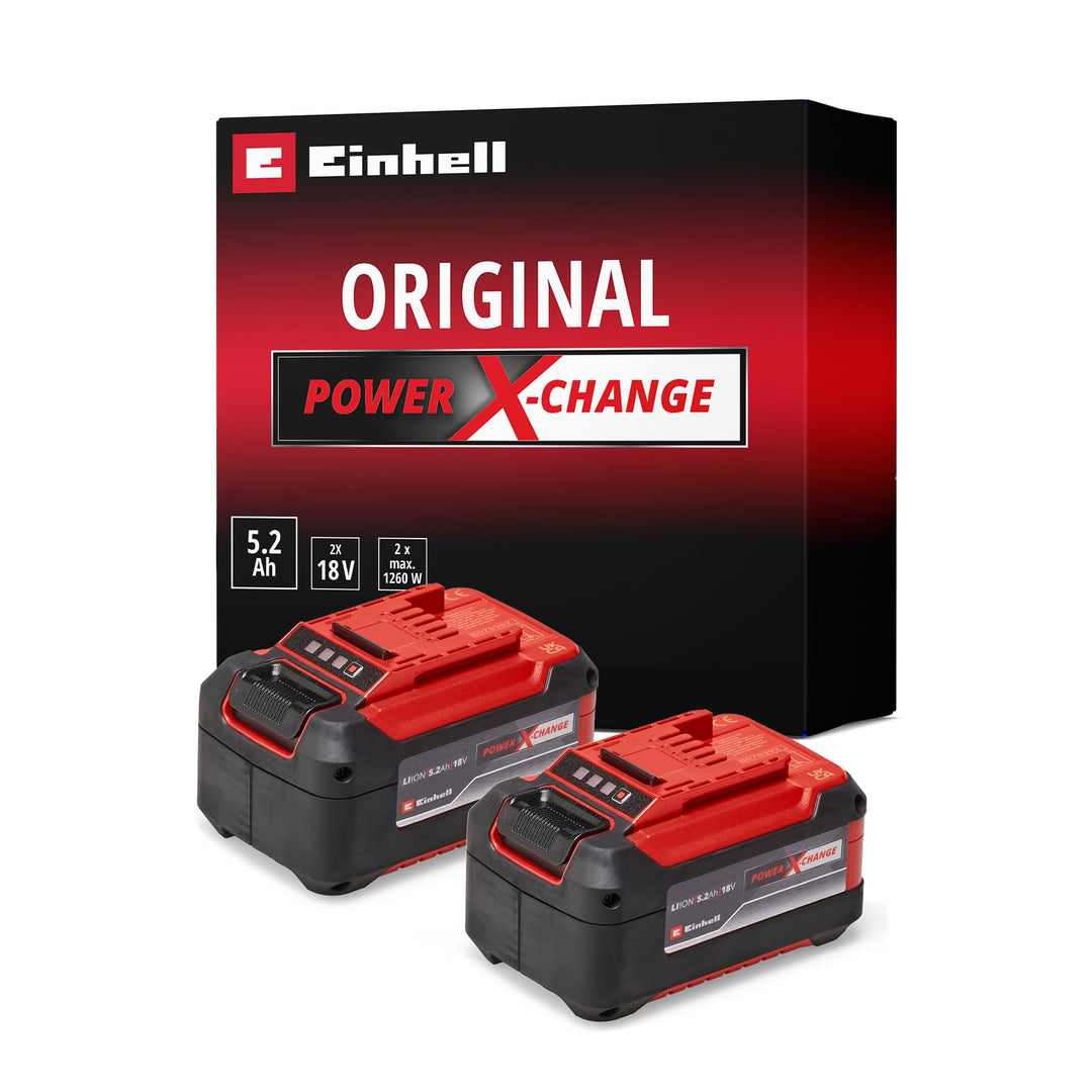 Original Einhell Akku PXC-Twinpack 5,2 Ah Power X-Change (Li-Ion, 18 V, 2x 5,2 Ah-Akkus, universell