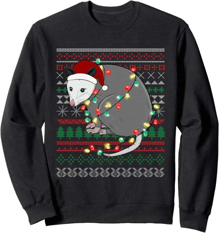 Ugly Possum Weihnachtslichter, lustig, bunt, niedlich Sweatshirt
