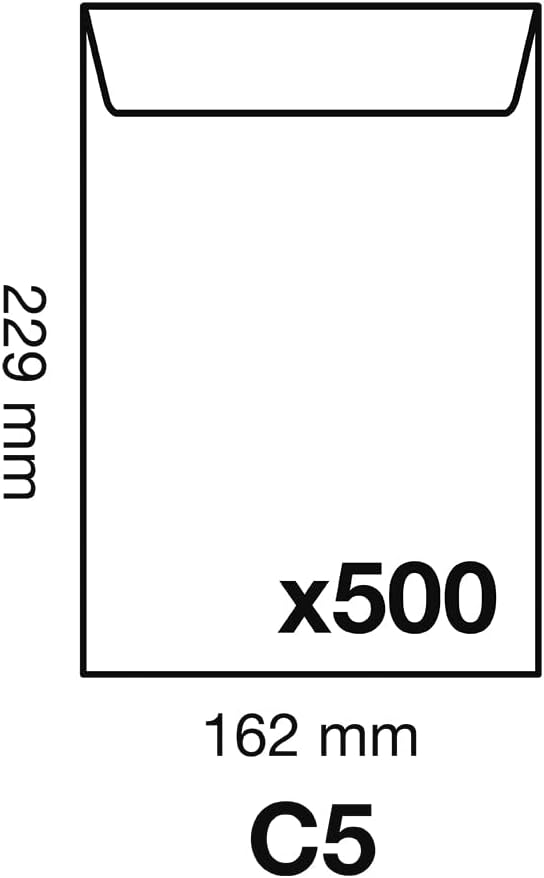 Clairefontaine 7742C - Karton mit 500 Versandtaschen Kraftbraun C5-162x229 mm, selbstklebend, 90g, 1