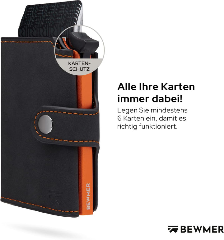 BEWMER 2 Shielded | Herren und Damen Slim Wallet mit RFID-Schutz Anti-Cloning | Kartenetui mit Münzf