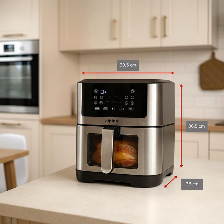 alpina Heissluftfritteuse XXL - Airfryer für 4 bis 6 Personen - Air Fryer mit Digitalanzeige 80 bis