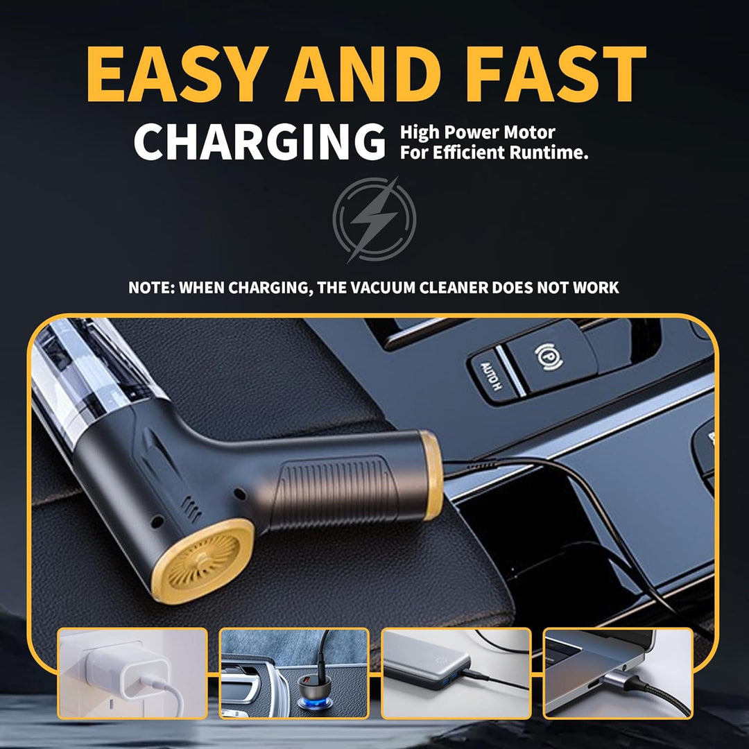 Handstaubsauger Akku 4-in-1 Auto Staubsauger Stark，15000Pa Tragbarer Autostaubsauger，mit Bürstenlose