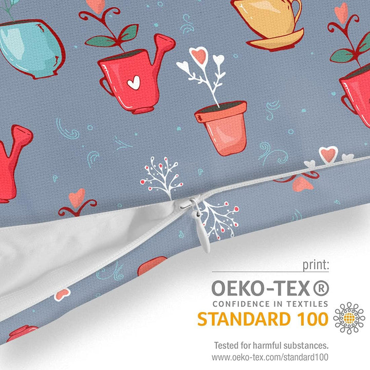 VOID Blumen Vasen Muster Kissenbezug 50x50 Kissenhülle Kissen Sofakissen Dekokissen wetterfest Outdo