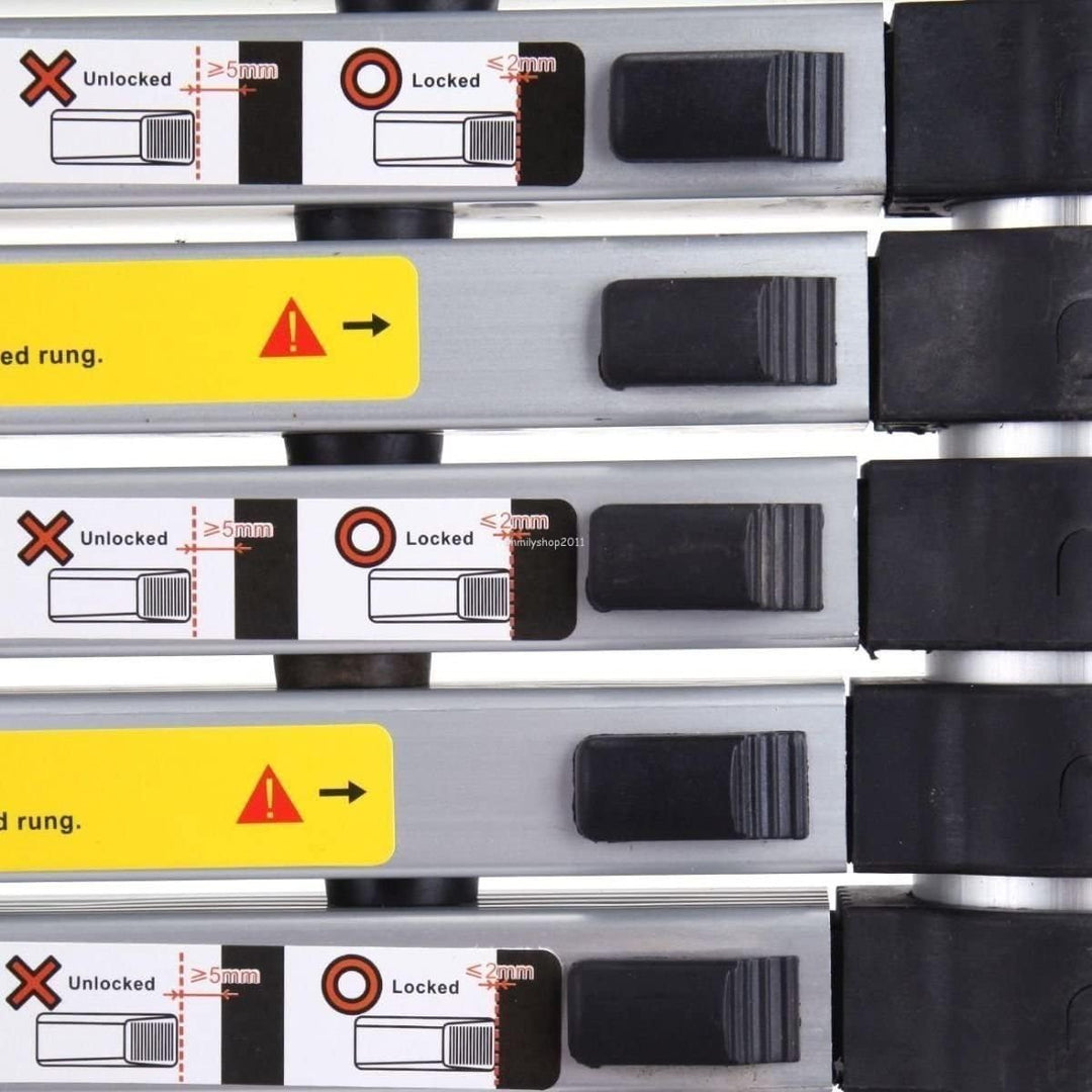 3,8M Teleskopleiter mit Stabilisator, Rutschfester Klappleiter Aluminium Ausziehleiter Mehrzweckleit