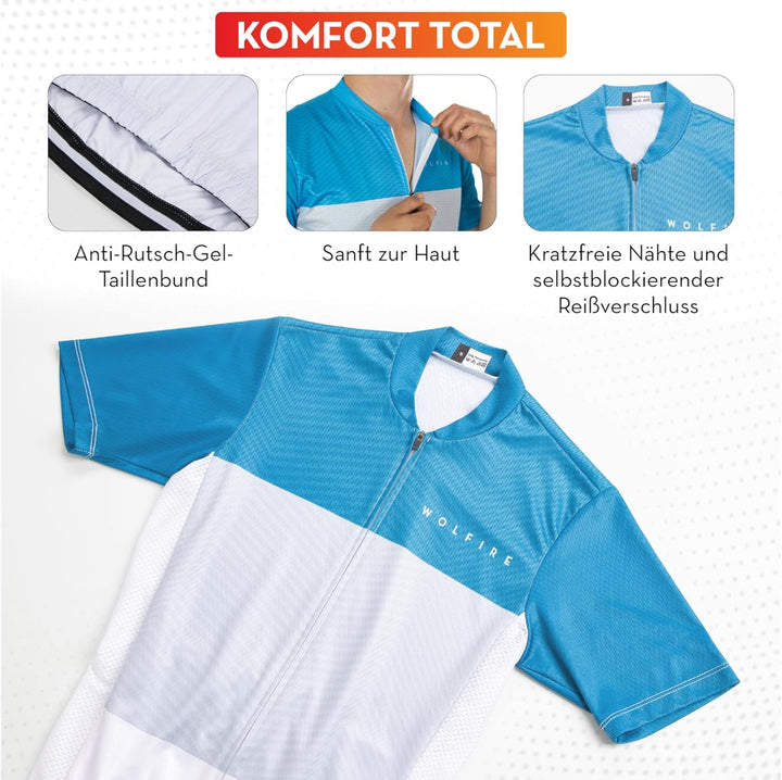 WOLFIRE WF Rennrad Trikot Herren, Hergestellt Aus Polyester. MTB - Radtrikot Herren Kurzarm, Fahrrad
