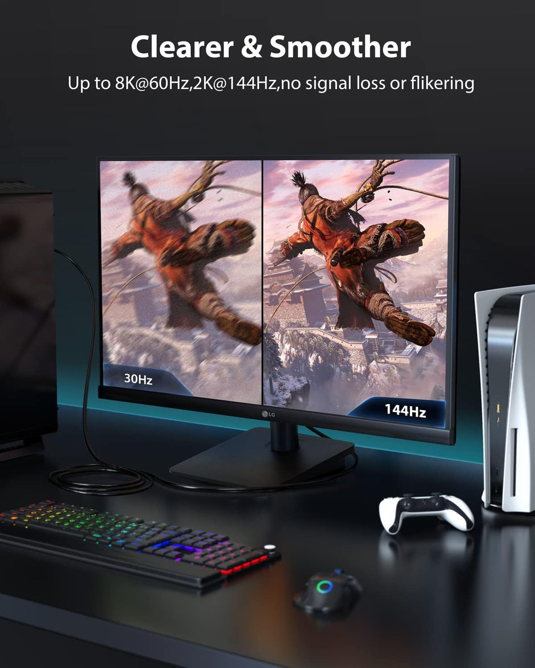 Stouchi 8K HDMI Glasfaserkabel 20M, HDMI 2.1 Kabel 48Gbps Ultra High Speed,In Wall CL3 Rated,AOC 8K@