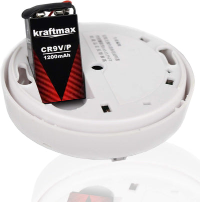 kraftmax 3X 9V Block Lithium Hochleistungs- Longlife Batterien für Rauchmelder/Feuermelder - 10 Jahr