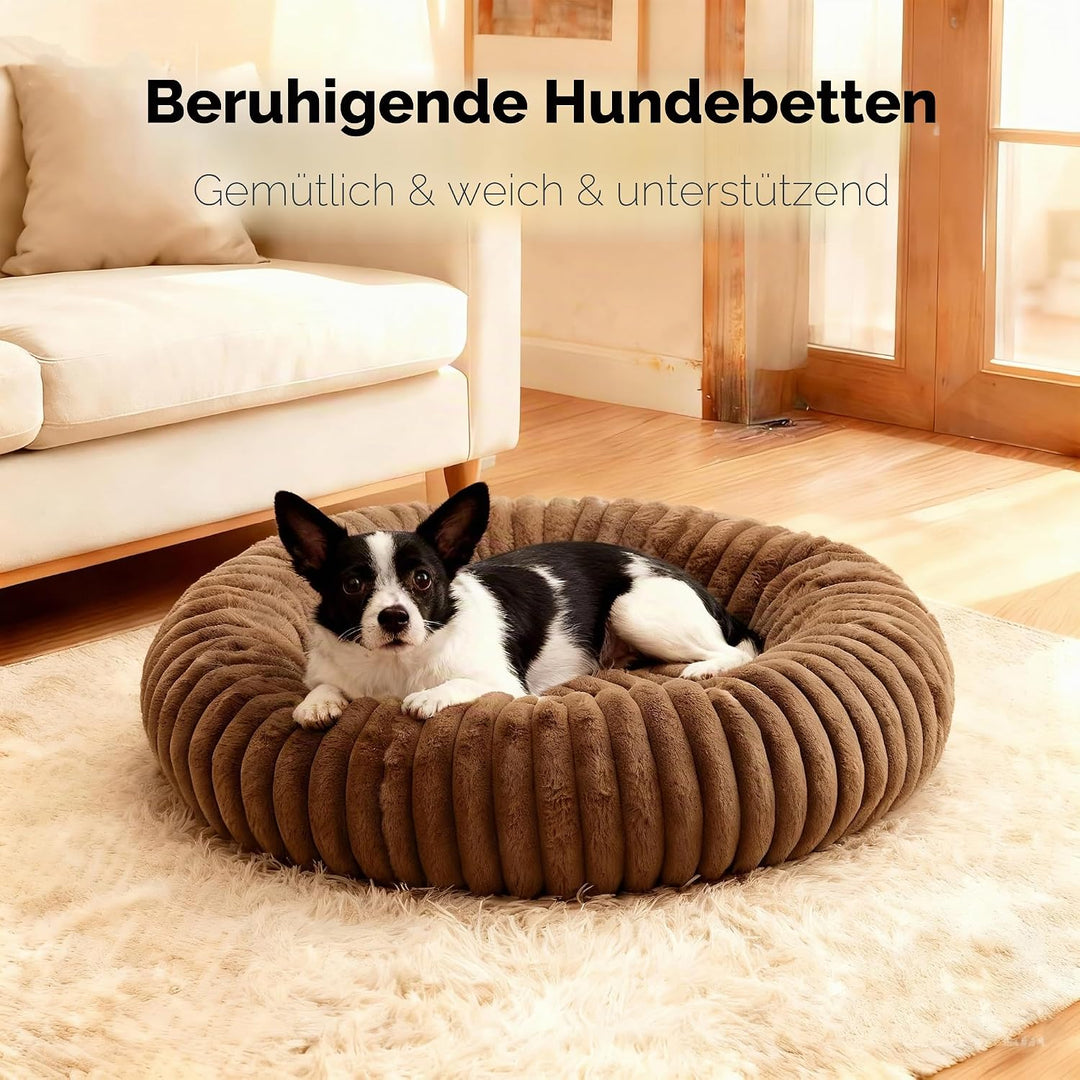 Flauschig Haustierbett Waschbar Hundebett Katzenbett Rund Donut Hundekorb Indoor Katzenkissen Katzen