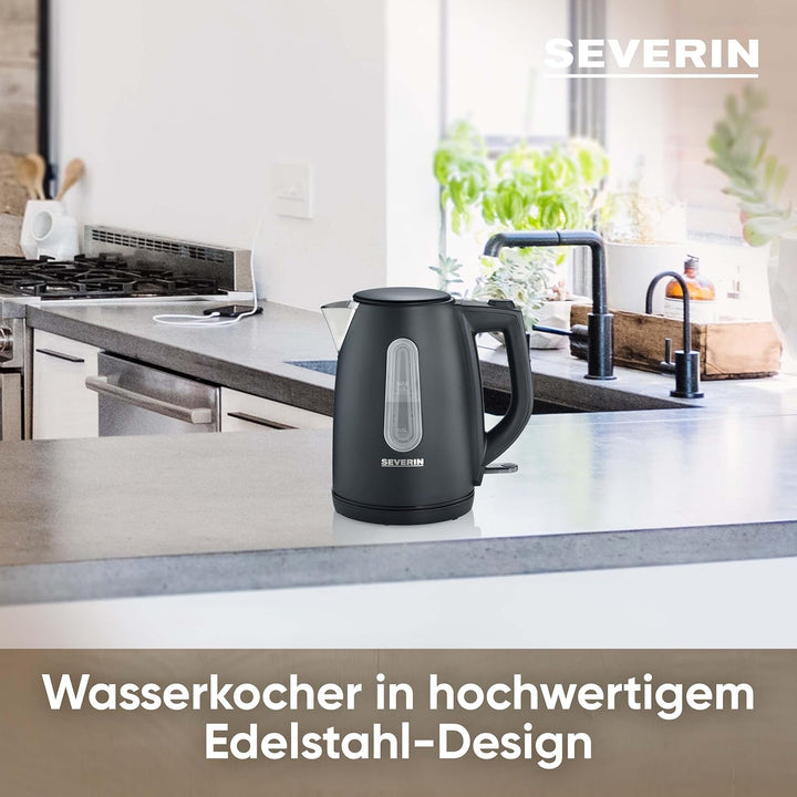 SEVERIN Wasserkocher 1L, leistungsstarker und kompakter Edelstahl Wasserkocher in hochwertigem Desig