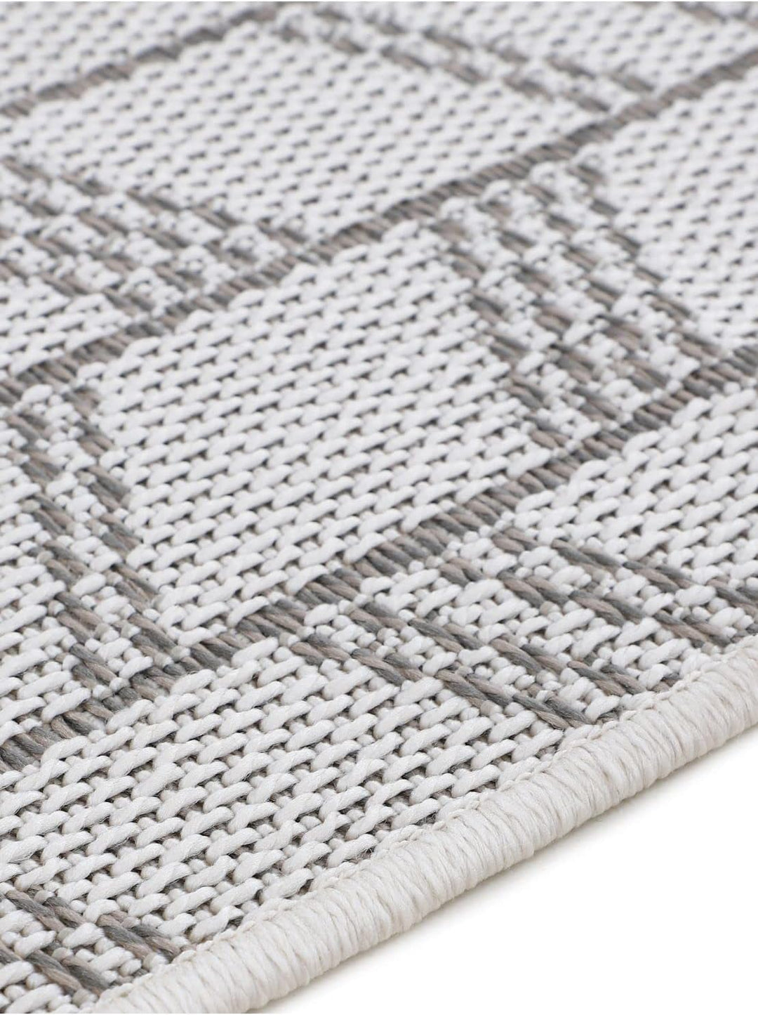 carpetfine In- und Outdoor Teppich Boho Rund Beige Flachgewebeteppich Ø 120 cm | Moderner Teppich We