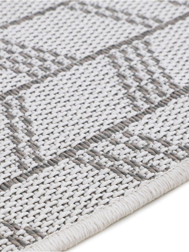 carpetfine In- und Outdoor Teppich Boho Rund Beige Flachgewebeteppich Ø 120 cm | Moderner Teppich We