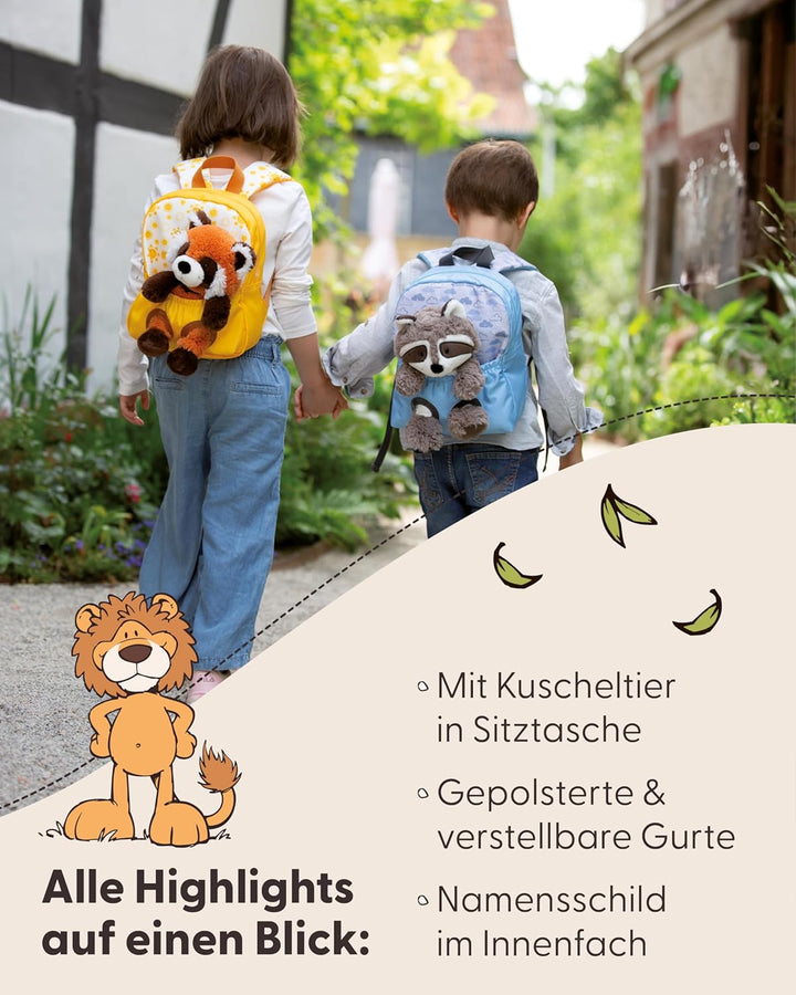 NICI Kinderrucksack rosa 2 in 1 mit Kuscheltier Löwe 25cm - Kindergartenrucksack Mädchen & Jungen -