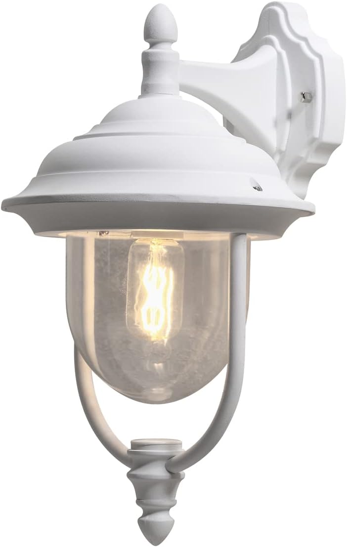 LED Aussenwandlaterne hängend im Landhausstil, Höhe 46cm, weiss, Wandleuchte Hängend