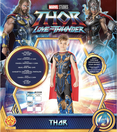 Rubies Offizielles Marvel Thor: Love and Thunder Thor Klassisches Kinderkostüm Alter 7-8 Jahre, 7-8