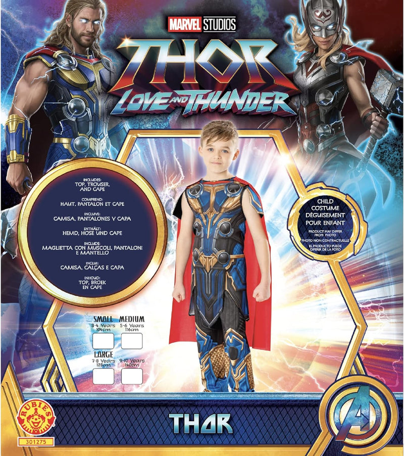 Rubies Offizielles Marvel Thor: Love and Thunder Thor Klassisches Kinderkostüm Alter 7-8 Jahre, 7-8