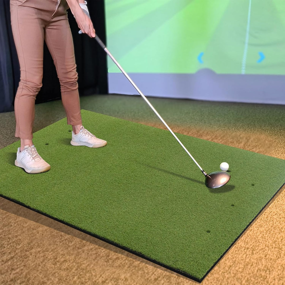 COSTWAY Golf Abschlagmatte, Golf Übungsmatte inkl. 2 Gummi-Tees und 2 Ausrichtungsstäbe, Golfmatte m