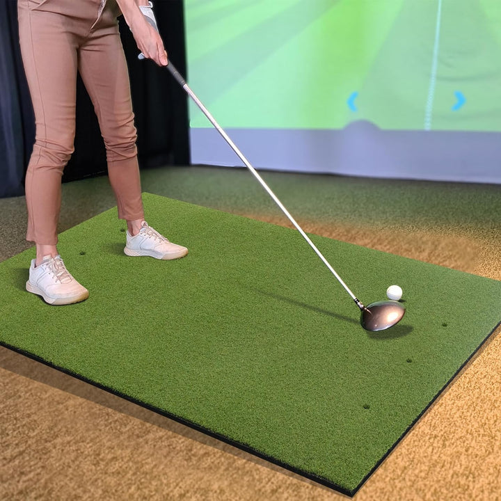 COSTWAY Golf Abschlagmatte, Golf Übungsmatte inkl. 2 Gummi-Tees und 2 Ausrichtungsstäbe, Golfmatte m