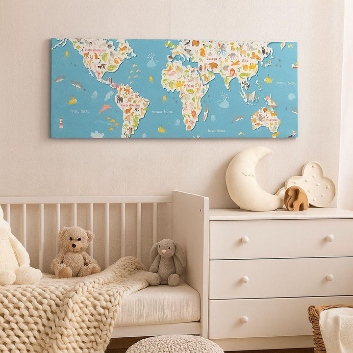 Bilder auf Leinwand 100x40cm Leinwandbild Geographie Globus Grafik Illustration Gross Wanddeko Bild