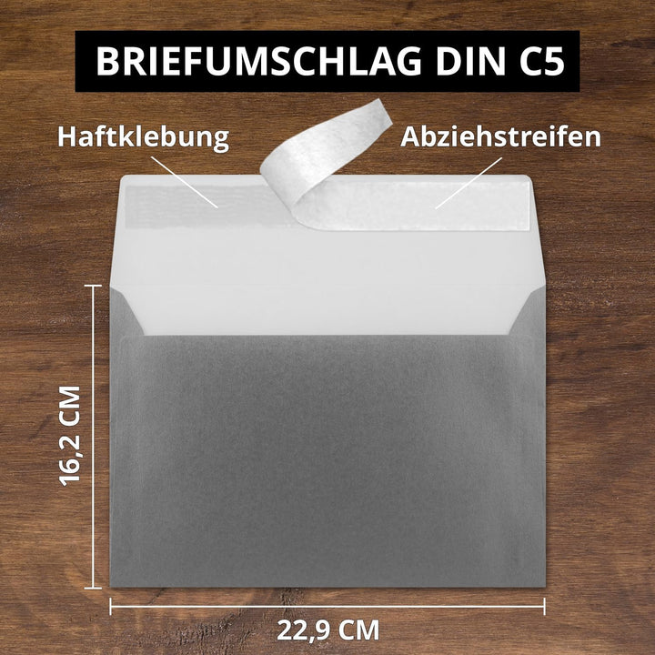 700x Briefumschläge DIN C5 Silber Metallic - 16,2 x 22,9 cm - Haftklebung - glänzende Kuverts für gr