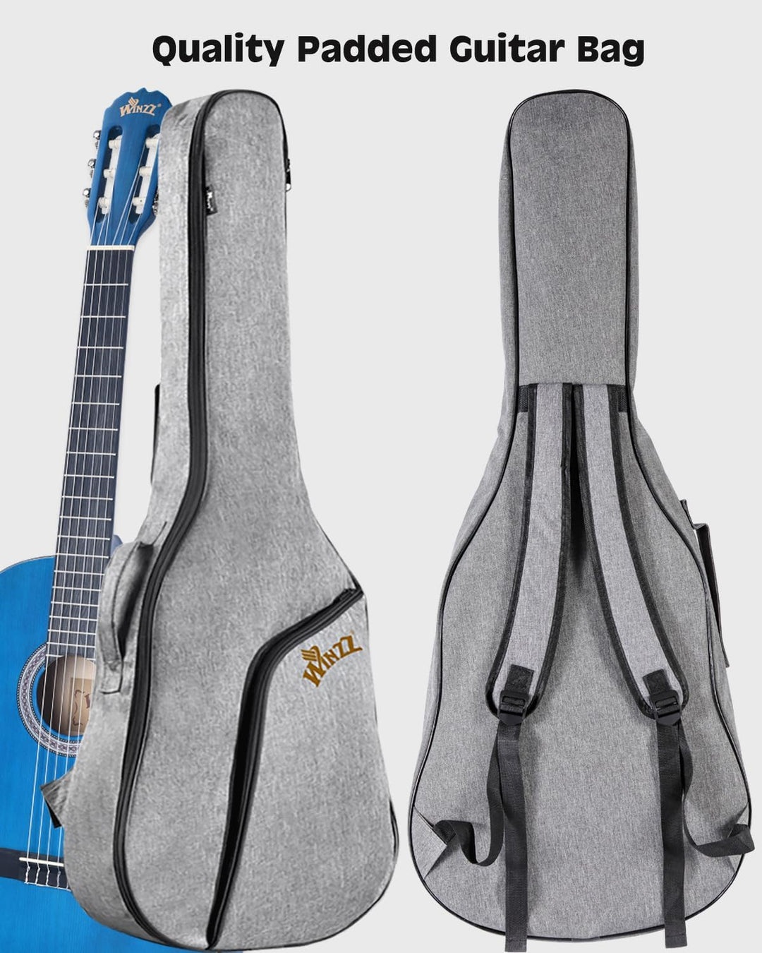 Winzz Konzertgitarre 4/4 Erwachsene, Klassische Gitarre für Anfänger 39 Zoll, Blau, Blau