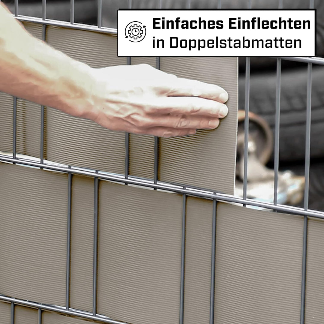 Zaunrebell - Sichtschutzstreifen aus PP - 252x19 cm für Doppelstabmattenzaun, Gittermattenzaun - Mad