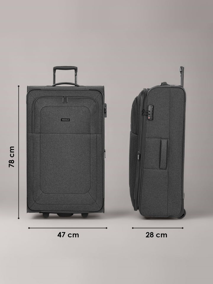 REDOLZ L Check-in Koffer 2-Rollen TSA-Schloss erweiterbar | Weichschale, 78 x 28 x 47 cm, 3,4 kg lei
