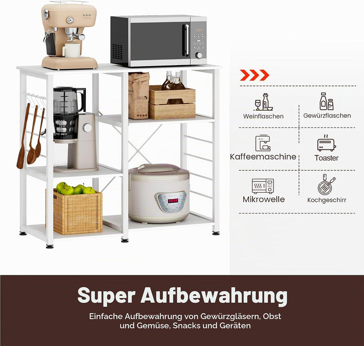 soges Bäckerregale Küchenregal Standregal Mikrowellenhalter Bäcker Regal Haushaltsregal mit 3 Ablage